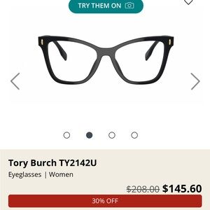 Tory Burch Black Women's Eyeglasses with Gold Accents